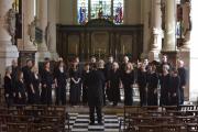 The choir singing in formation